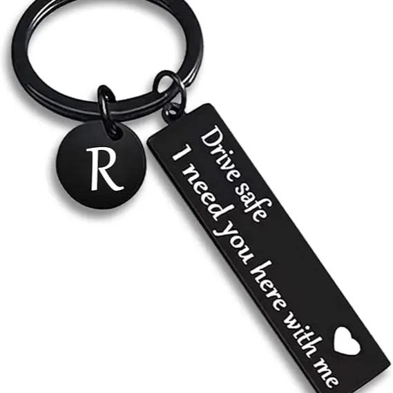 Drive Safe Rectangular Bar Keychain