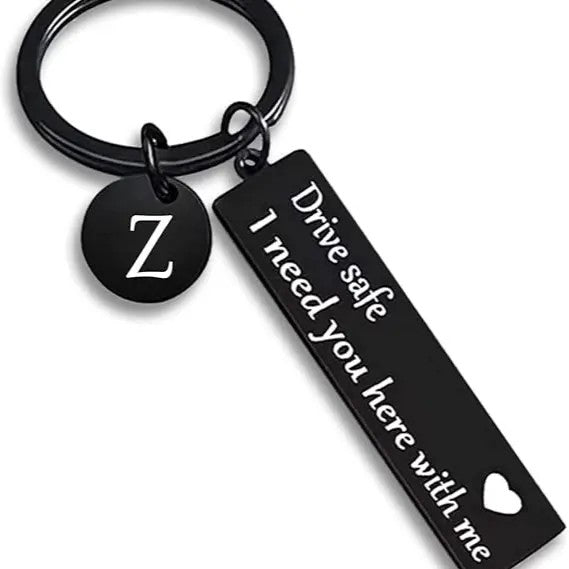 Drive Safe Rectangular Bar Keychain