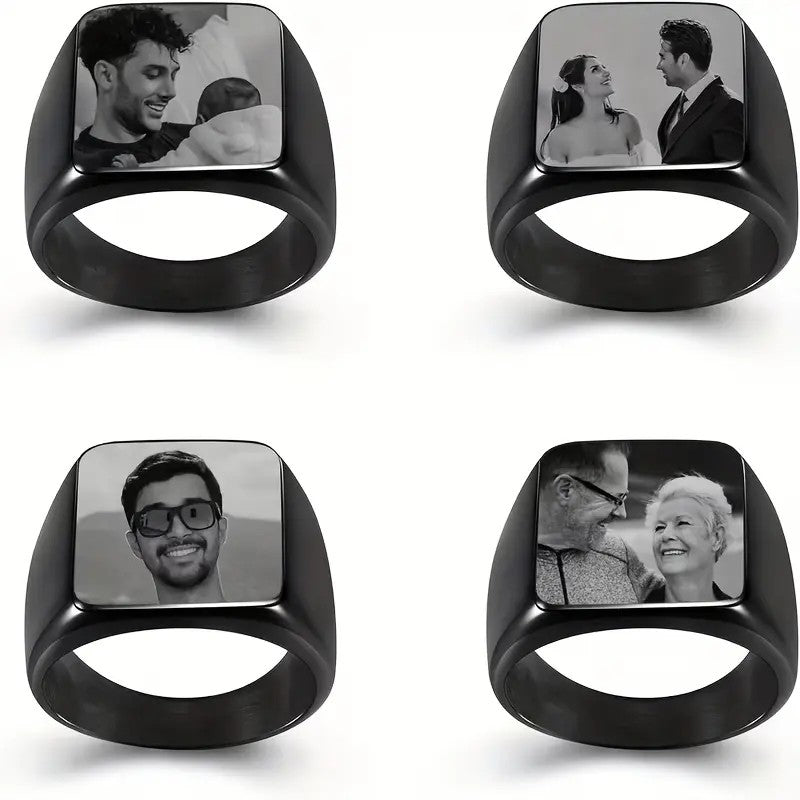 Custom Photo Square Signet Ring