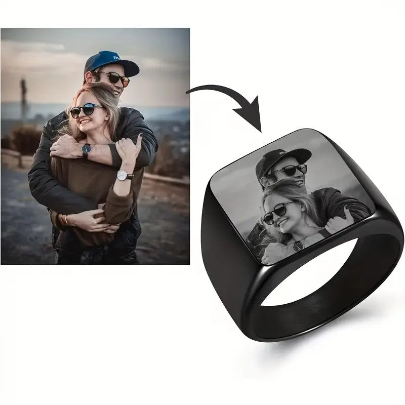Custom Photo Square Signet Ring