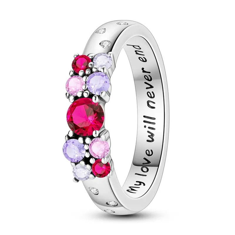 Engraved Floral Gemstone Ring