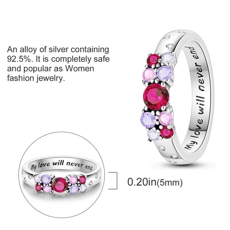 Engraved Floral Gemstone Ring