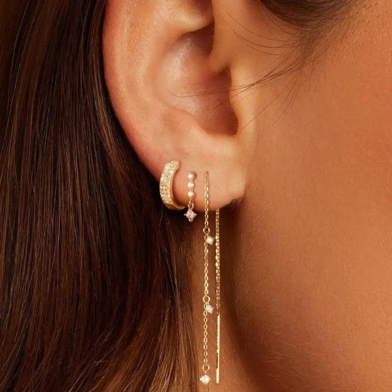 Crystal Chain Dangle Earring Set