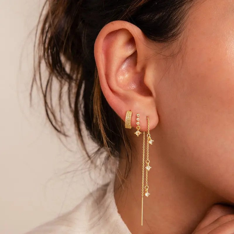 Crystal Chain Dangle Earring Set