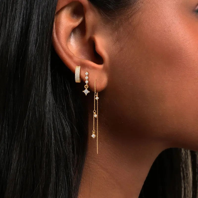 Crystal Chain Dangle Earring Set