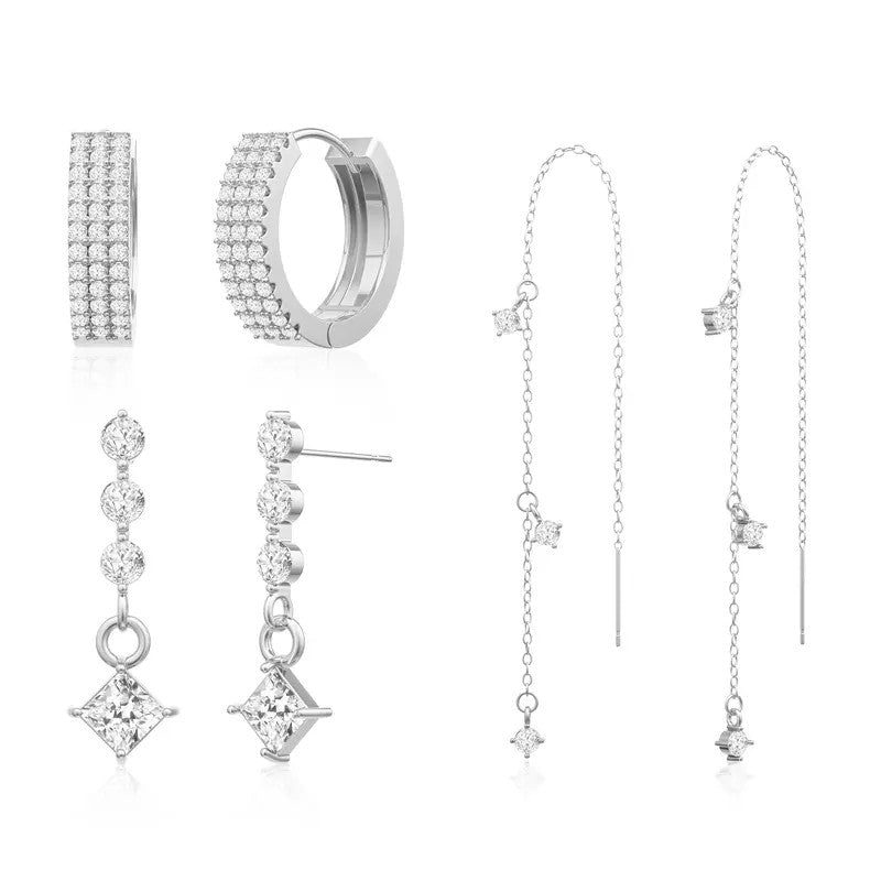 Crystal Chain Dangle Earring Set