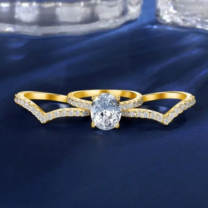 Oval Stone Ring Set