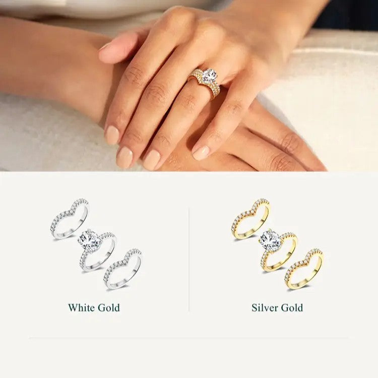 Oval Stone Ring Set