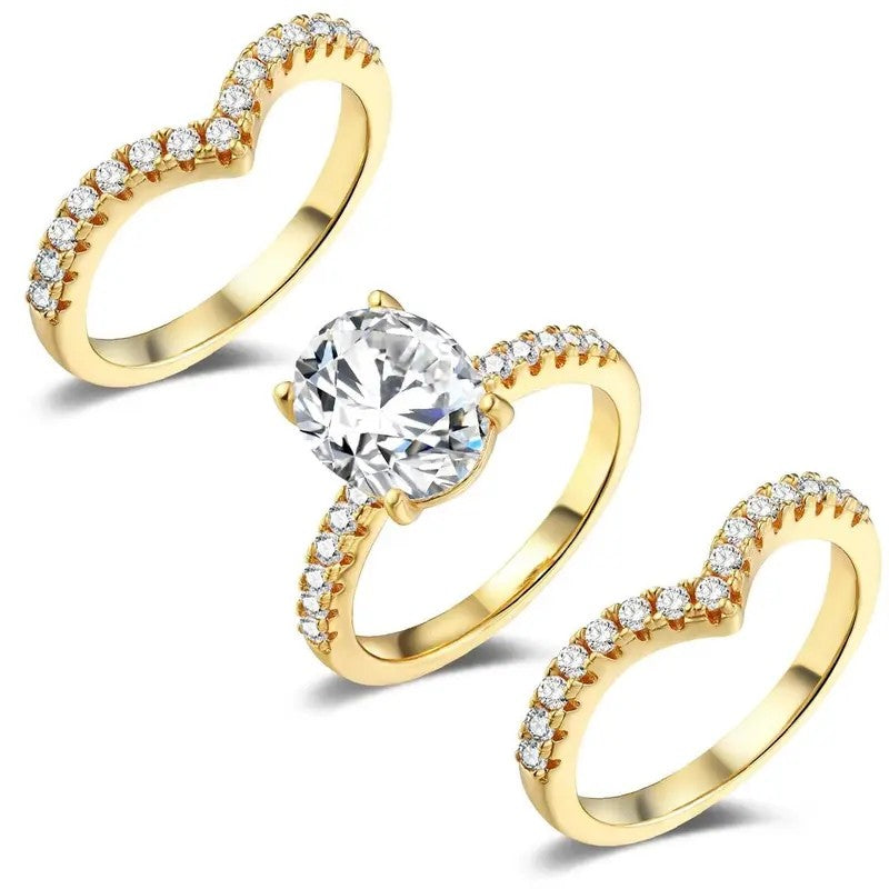Oval Stone Ring Set