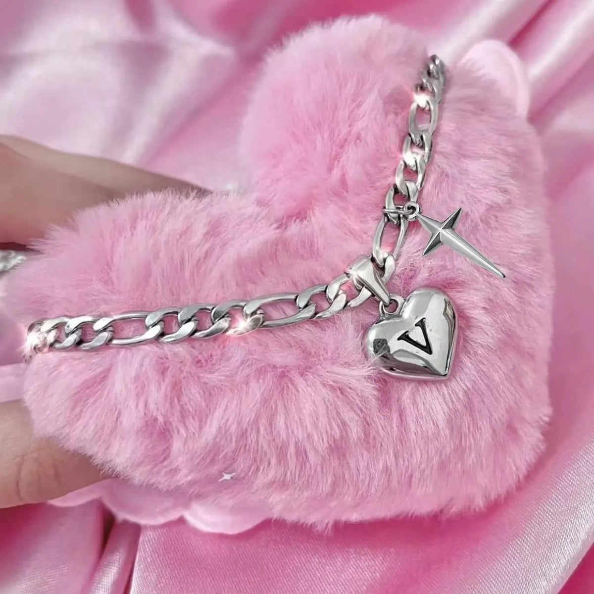 Initial Heart & Dagger Charm Necklace