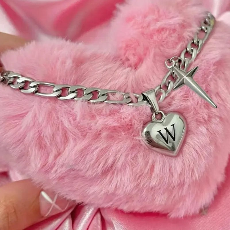 Initial Heart & Dagger Charm Necklace