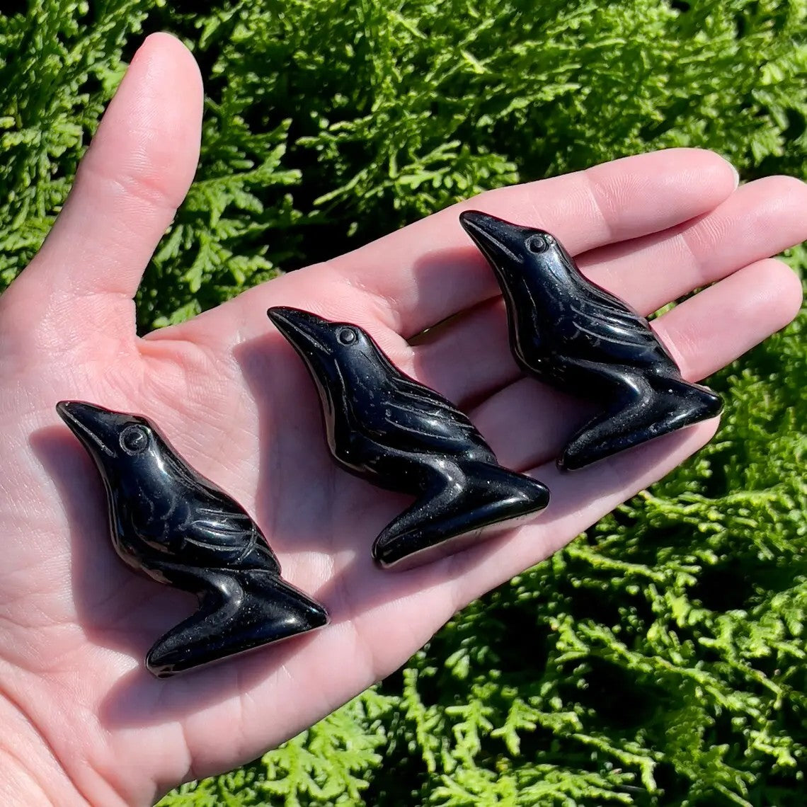 Black Stone Crow Figurine