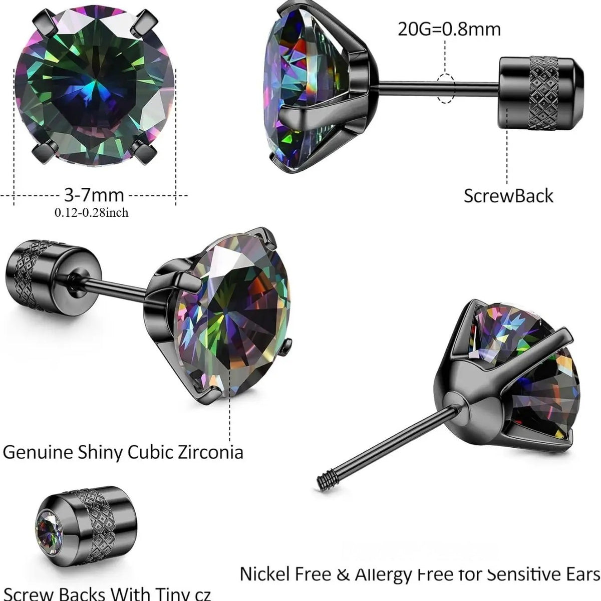 Black Crystal Stud Earrings