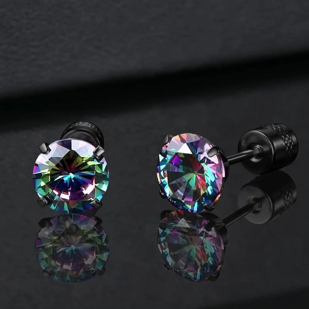Black Crystal Stud Earrings