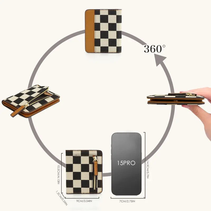 Checkered Zipper Card Holder