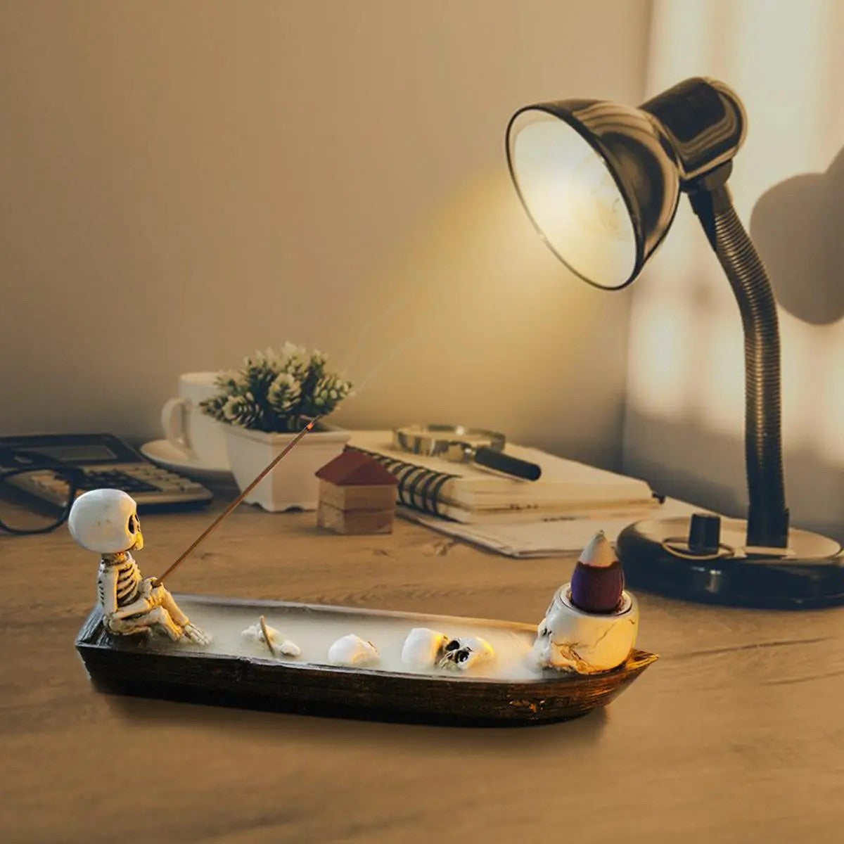 Skeleton Boat Incense Burner
