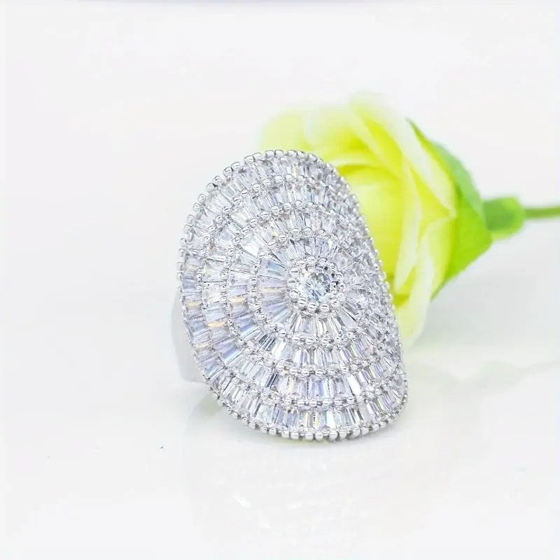Crystal Halo Statement Ring