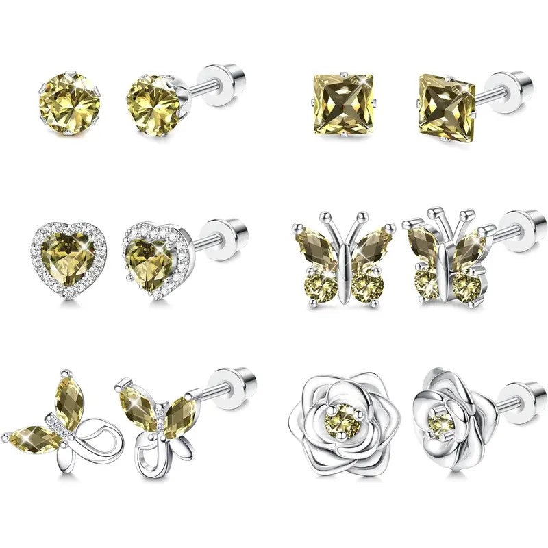 Purple Crystal Motif Earring Set