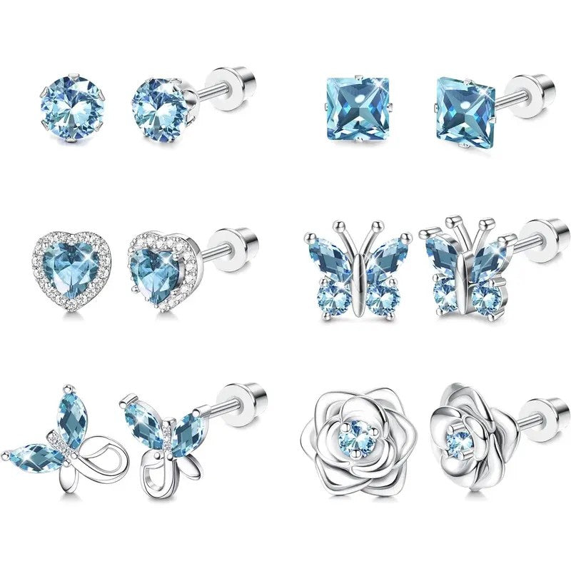 Purple Crystal Motif Earring Set