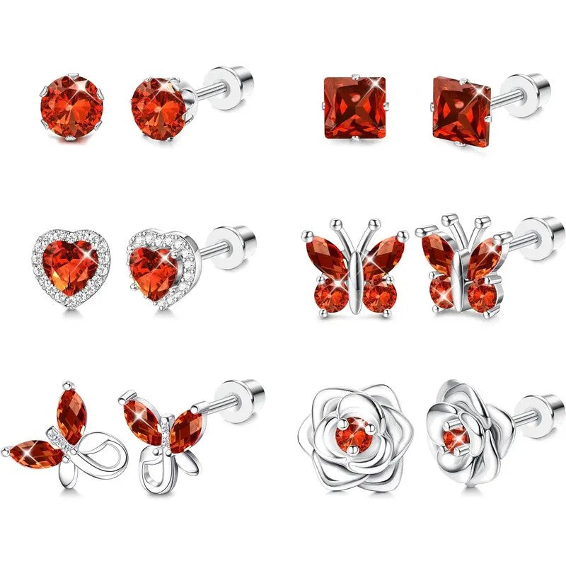 Purple Crystal Motif Earring Set