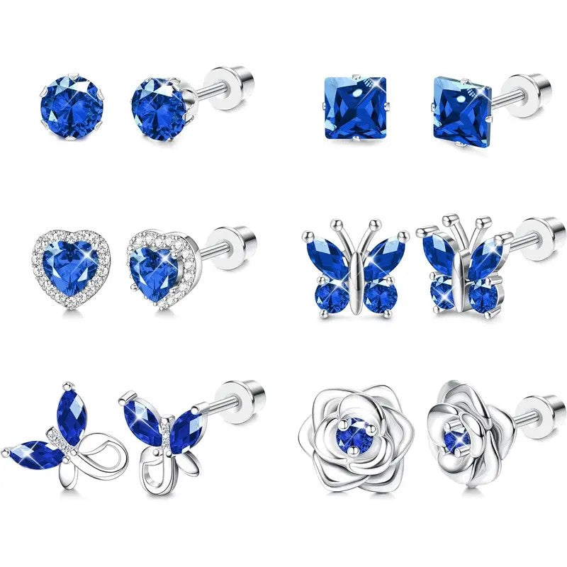 Purple Crystal Motif Earring Set