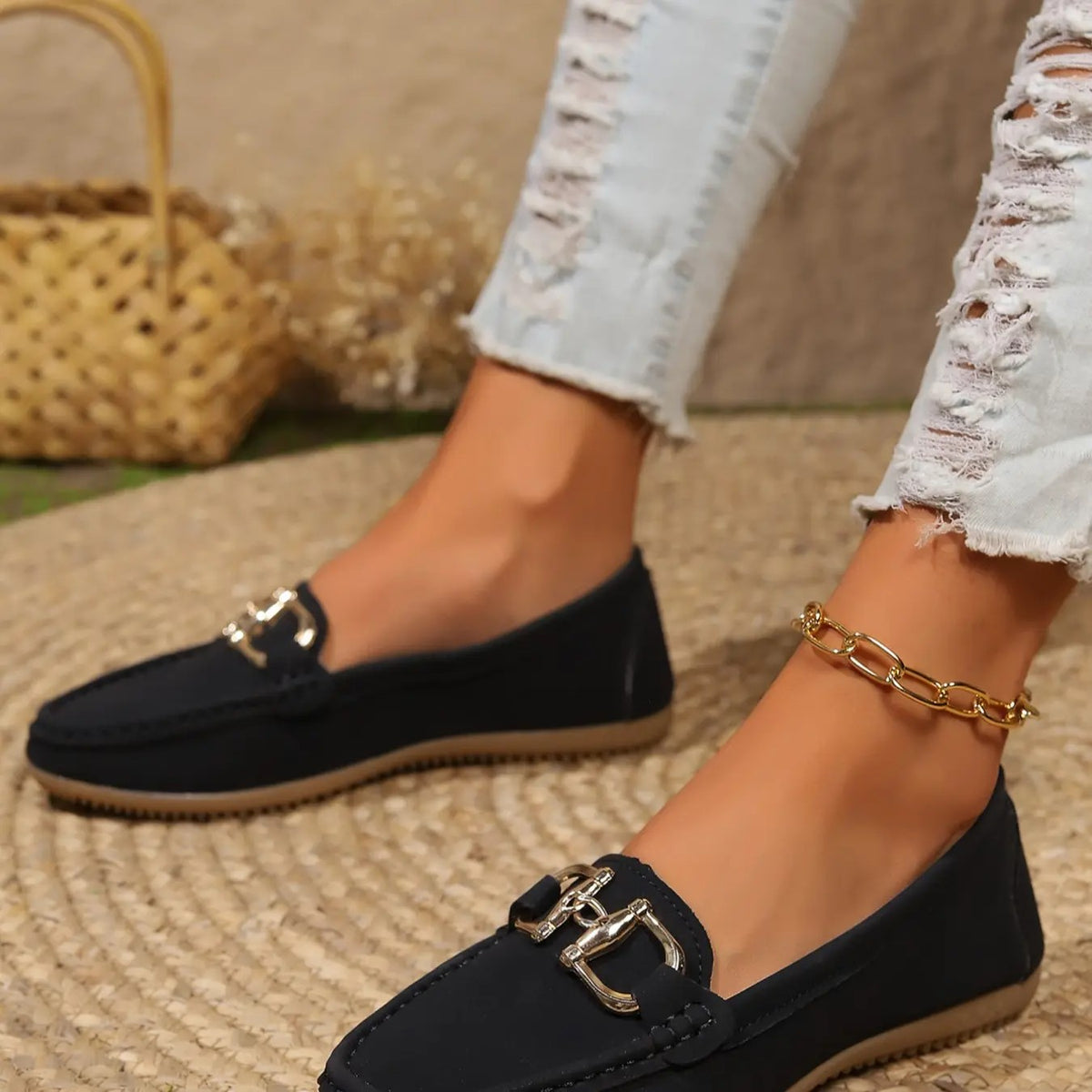 Faux Suede Chain Loafer