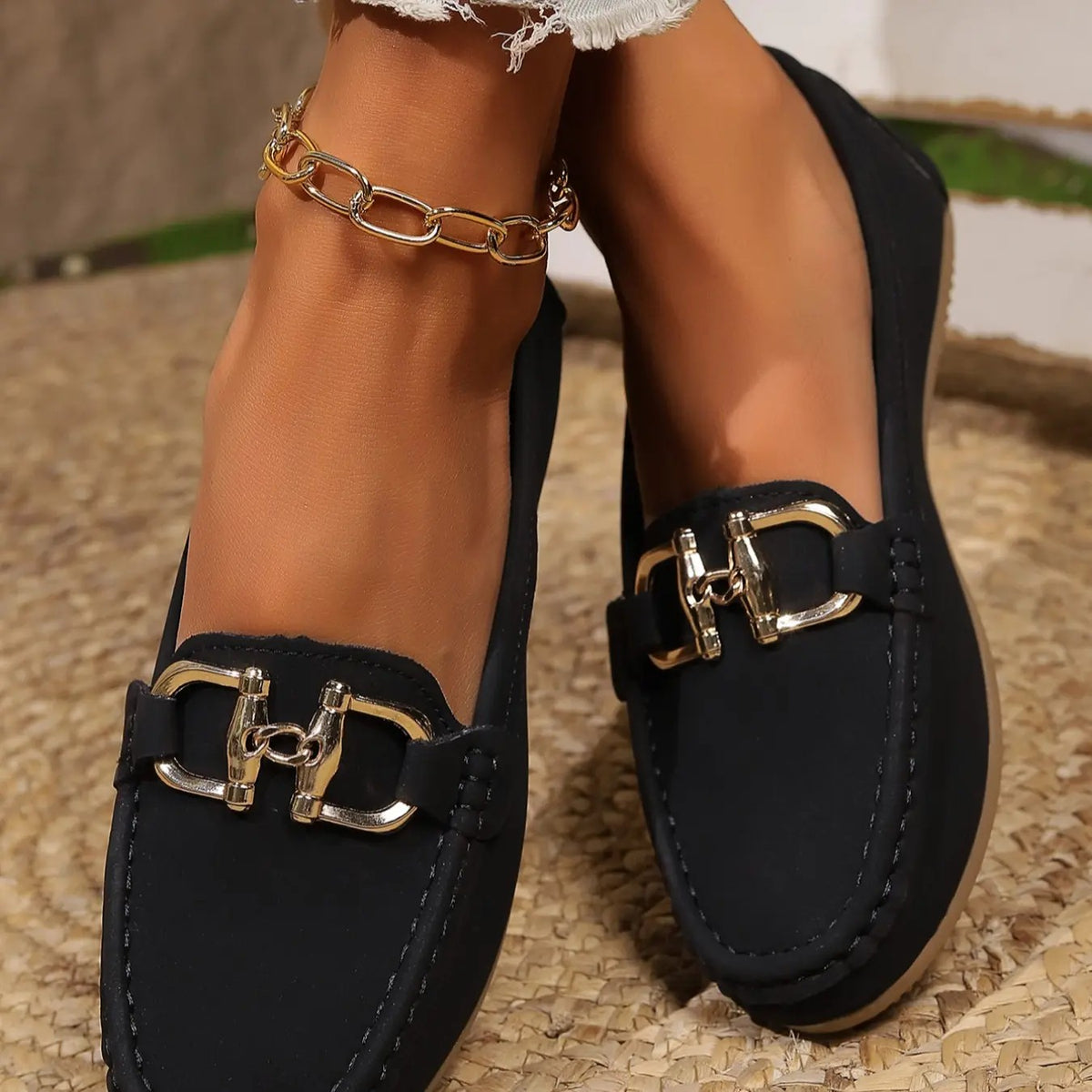 Faux Suede Chain Loafer