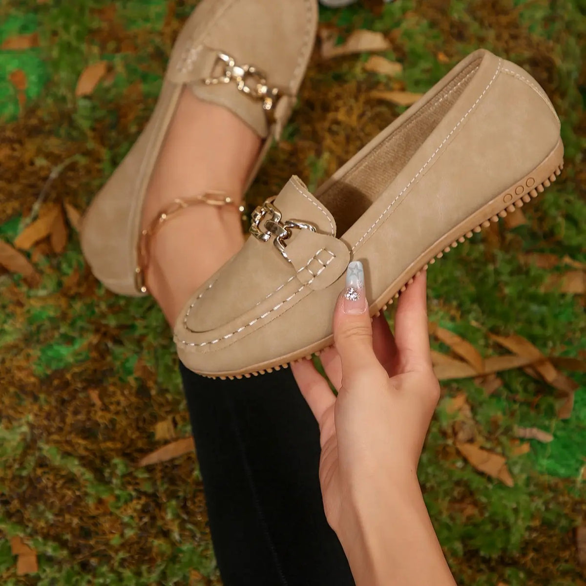Faux Suede Chain Loafer