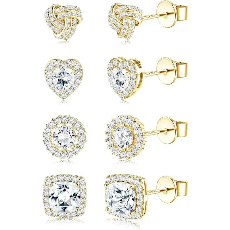 Crystal Shape Stud Earring Set