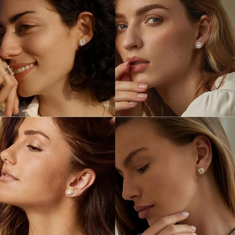 Crystal Shape Stud Earring Set