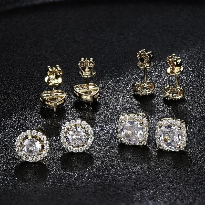 Crystal Shape Stud Earring Set