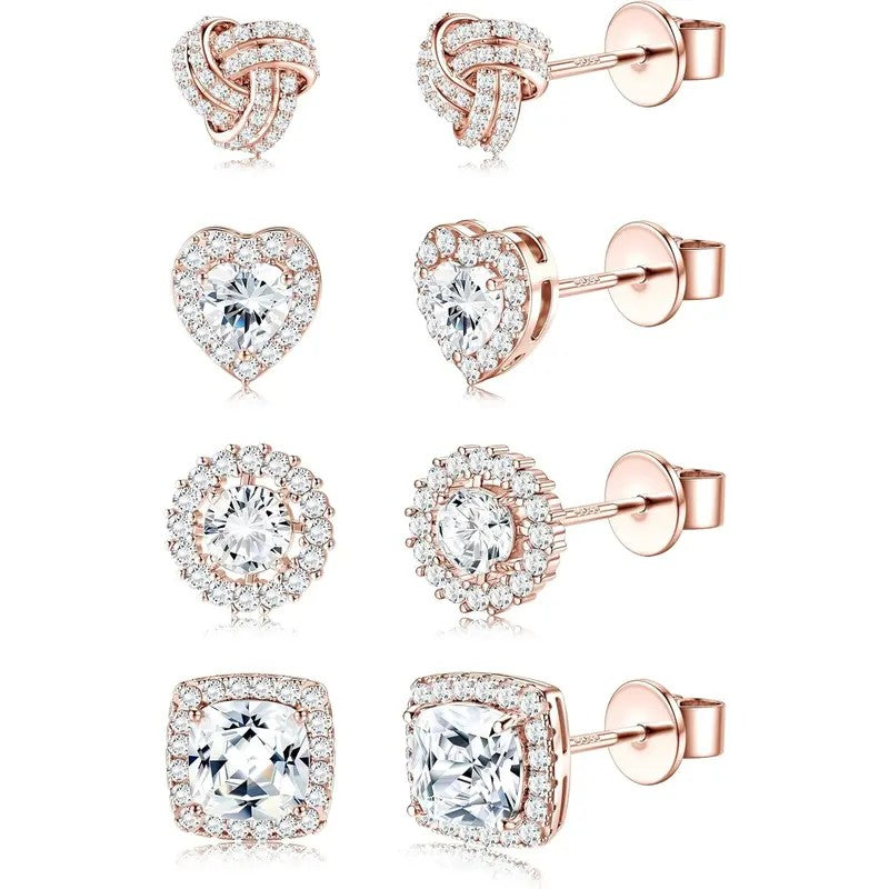 Crystal Shape Stud Earring Set