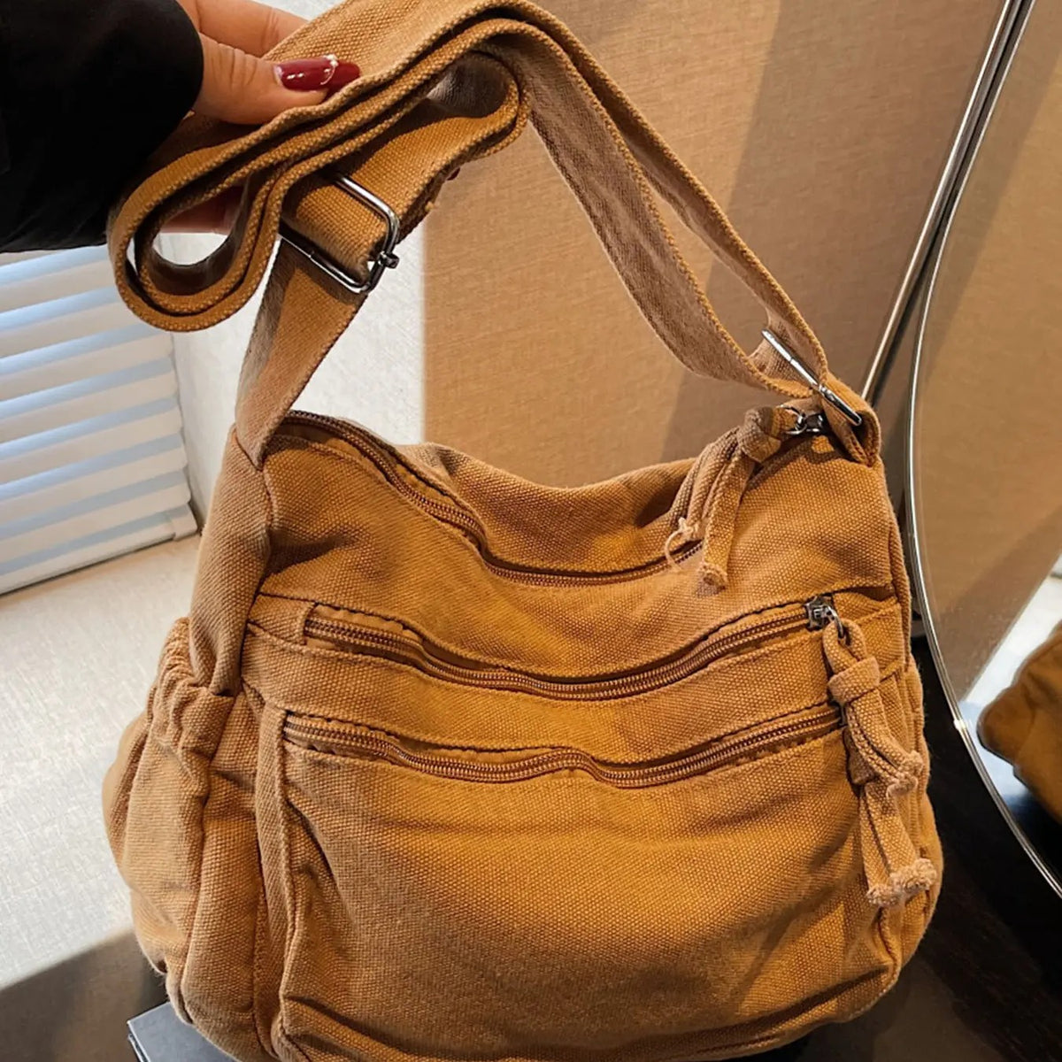 Distressed Canvas Crossbody Bag