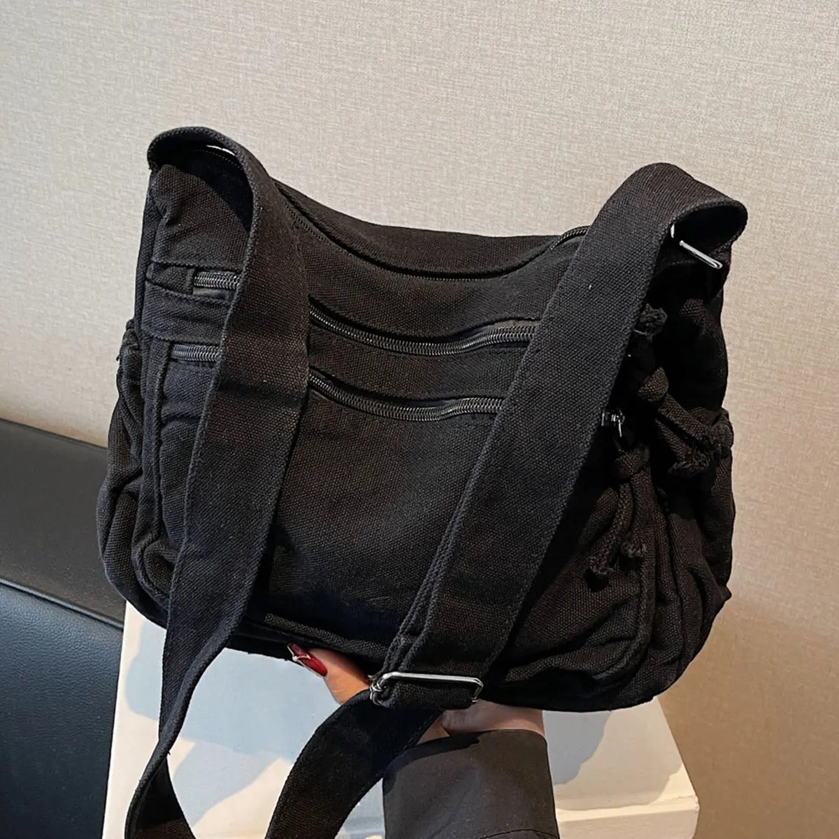 Distressed Canvas Crossbody Bag