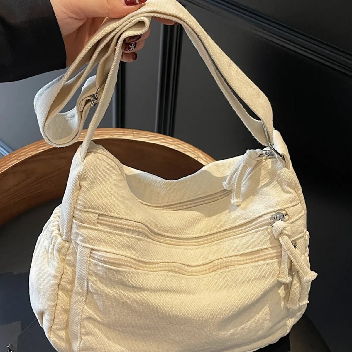 Distressed Canvas Crossbody Bag
