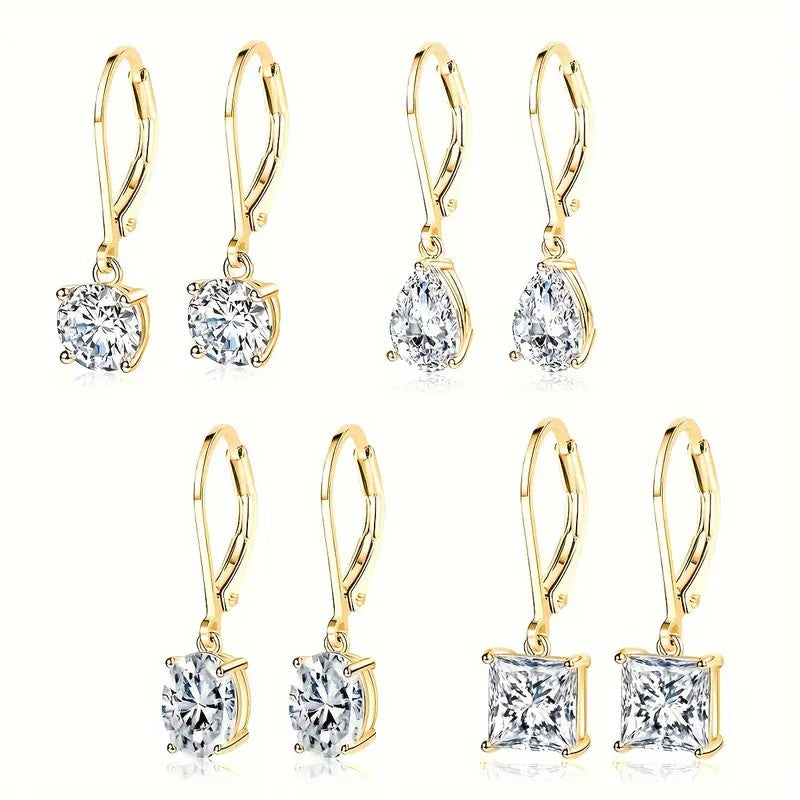 18k Crystal Drop Earring Set