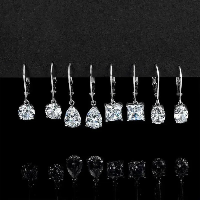 18k Crystal Drop Earring Set