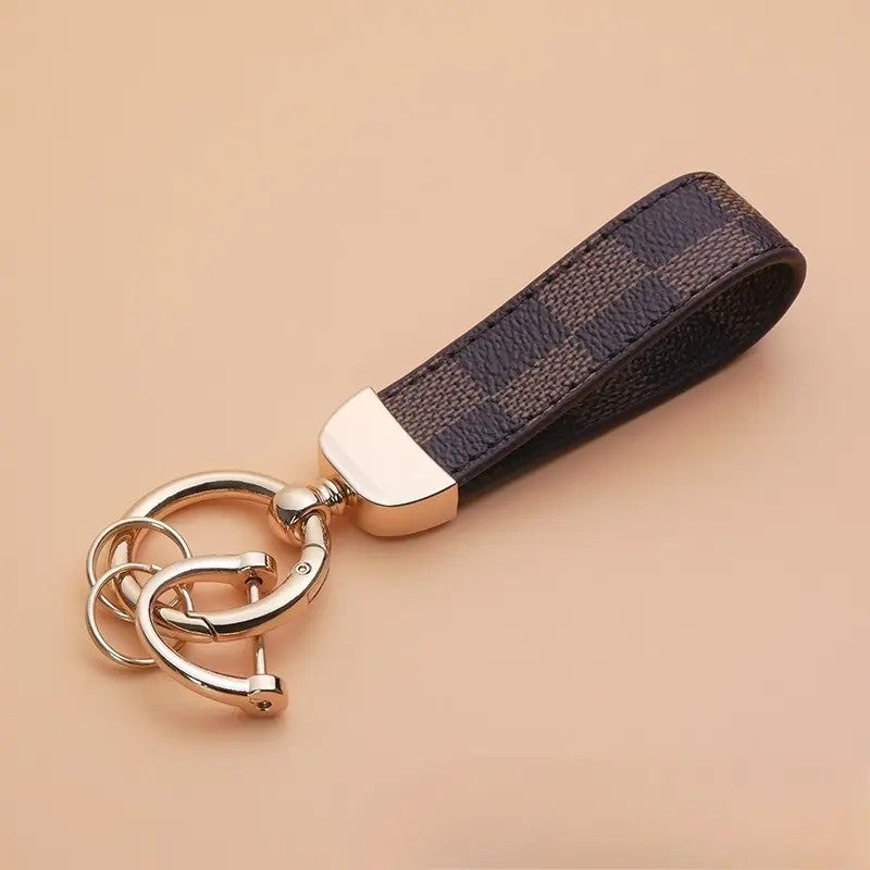 Checkered Horseshoe Keychain