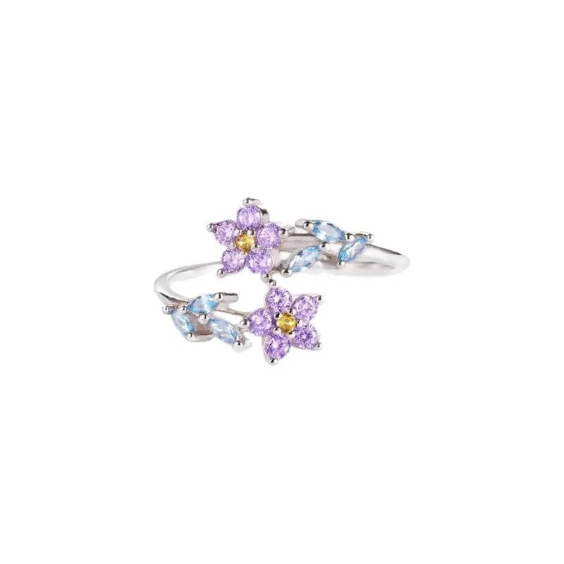 Purple Floral Bypass Ring