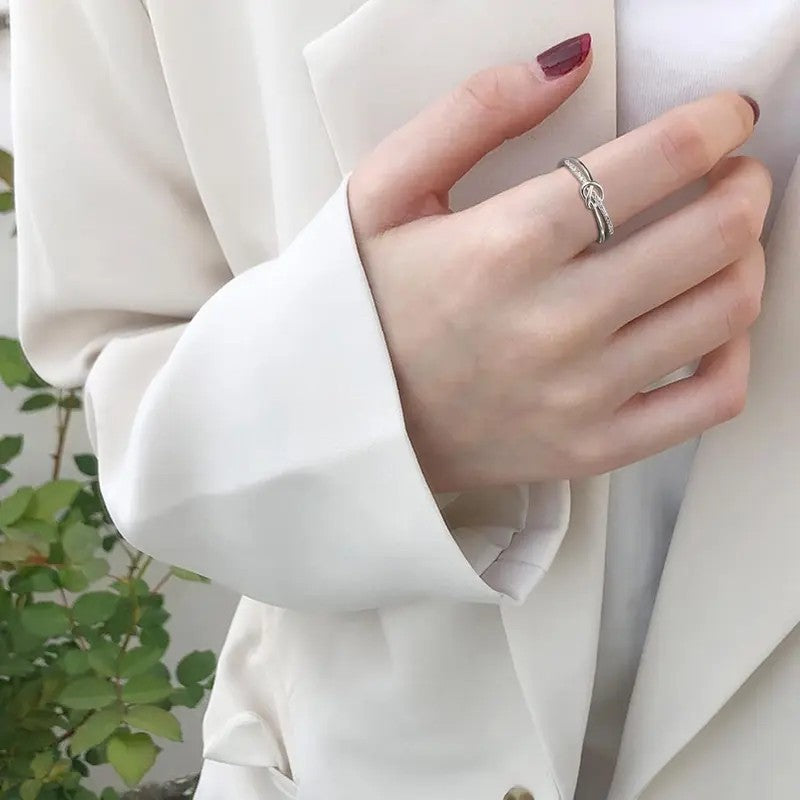 Crystal Paved Love Knot Ring