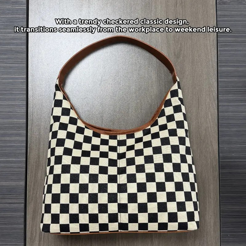 Checkerboard Shoulder Tote