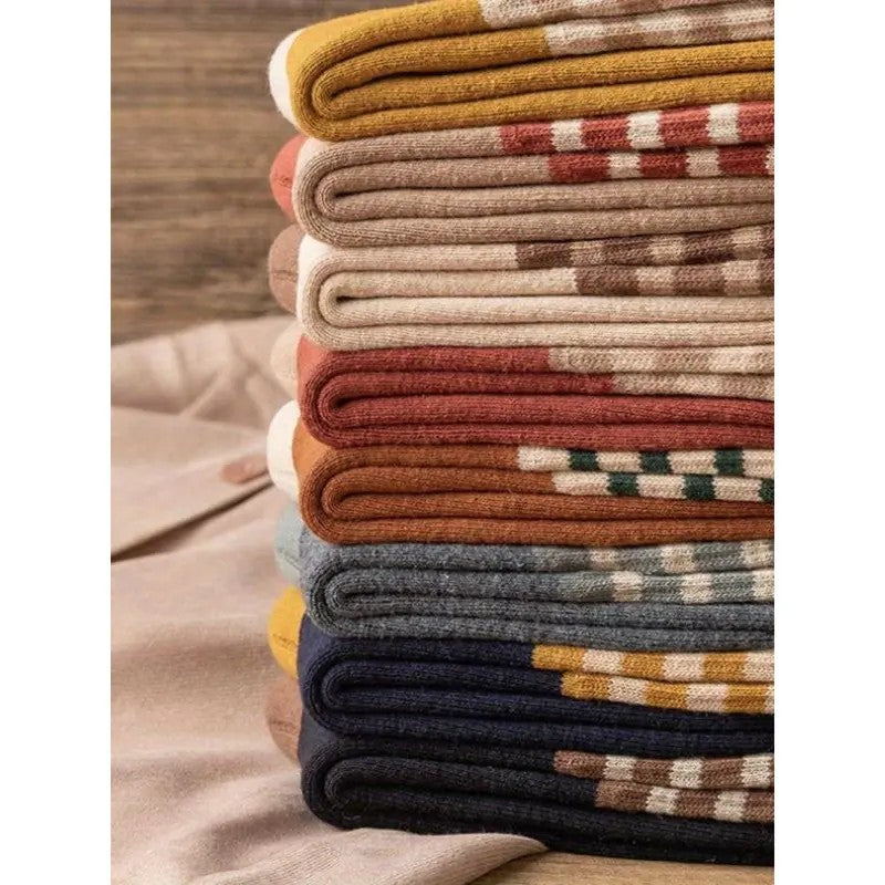 10-Pair Striped Block Color Sock Set
