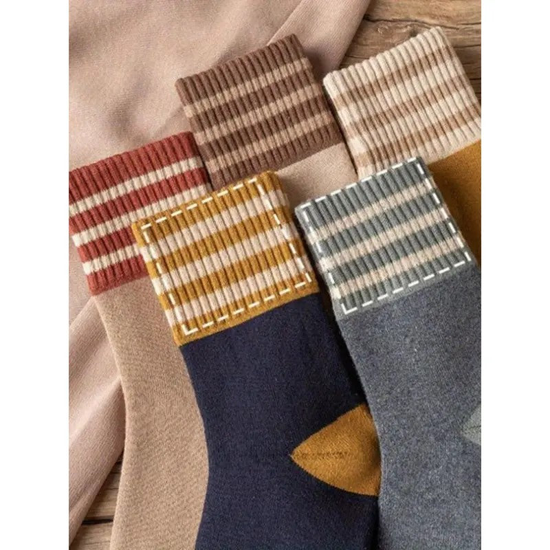 10-Pair Striped Block Color Sock Set