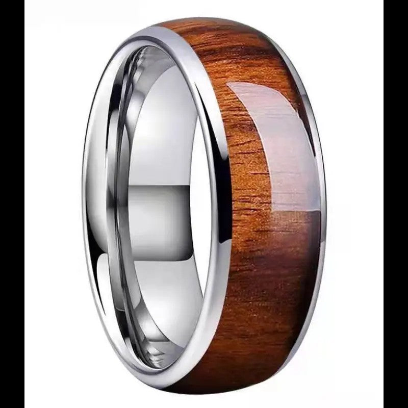 Wood Grain Stainless Steel Ring