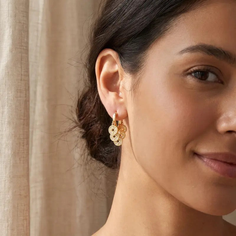 Crystal Lattice Cluster Hoop Earrings