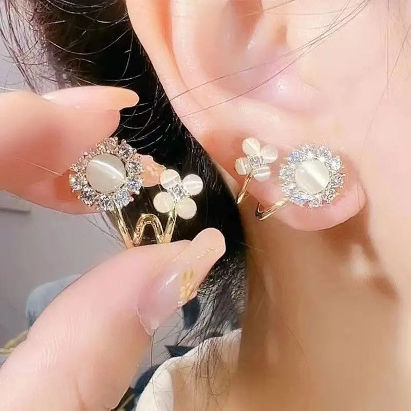Floral Pearl & Crystal Ear Cuff