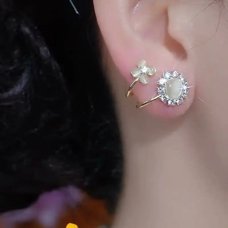 Floral Pearl & Crystal Ear Cuff