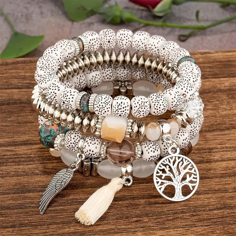 Charm Beaded Bracelet Stack