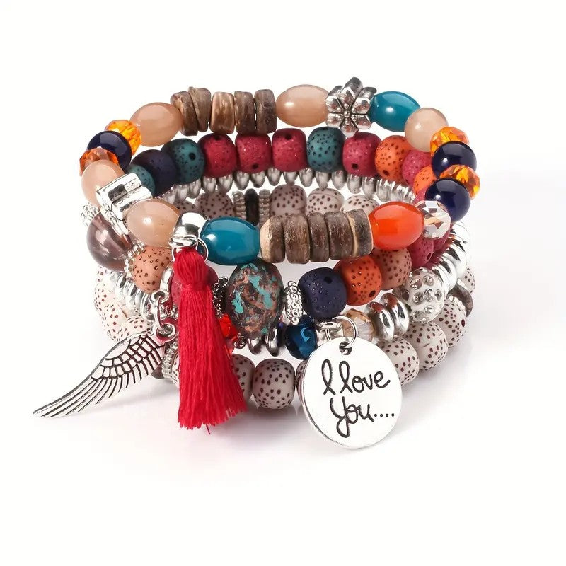 Charm Beaded Bracelet Stack