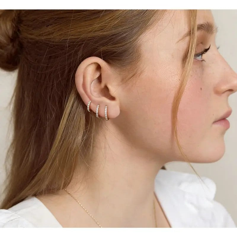 Crystal Huggie Hoop Earring Set